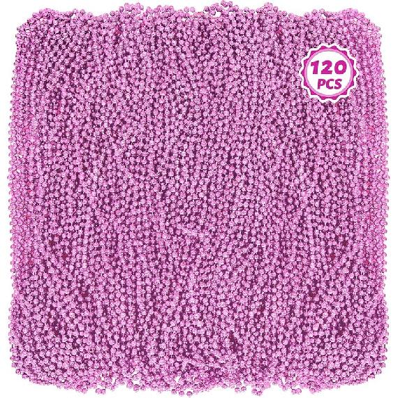 Bead Necklace, 120PCS Mardi Gras Beads, 33" Colorful Mardi Gras Beads Necklaces, Women Men Party Costume Accessories Parade Throws Bulk Party Favors