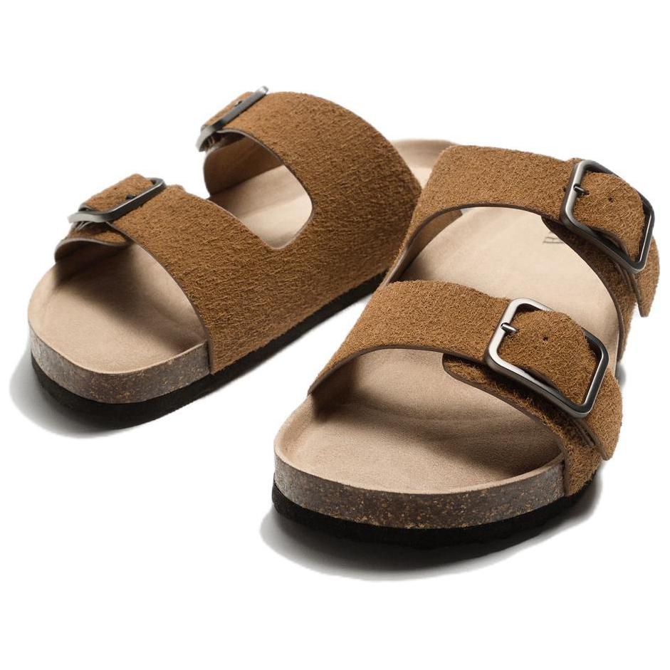 Zara Comfortable Versatile Fashion Non-Slip Slide Sandals Men Footwear Cognac-Brown 2723520