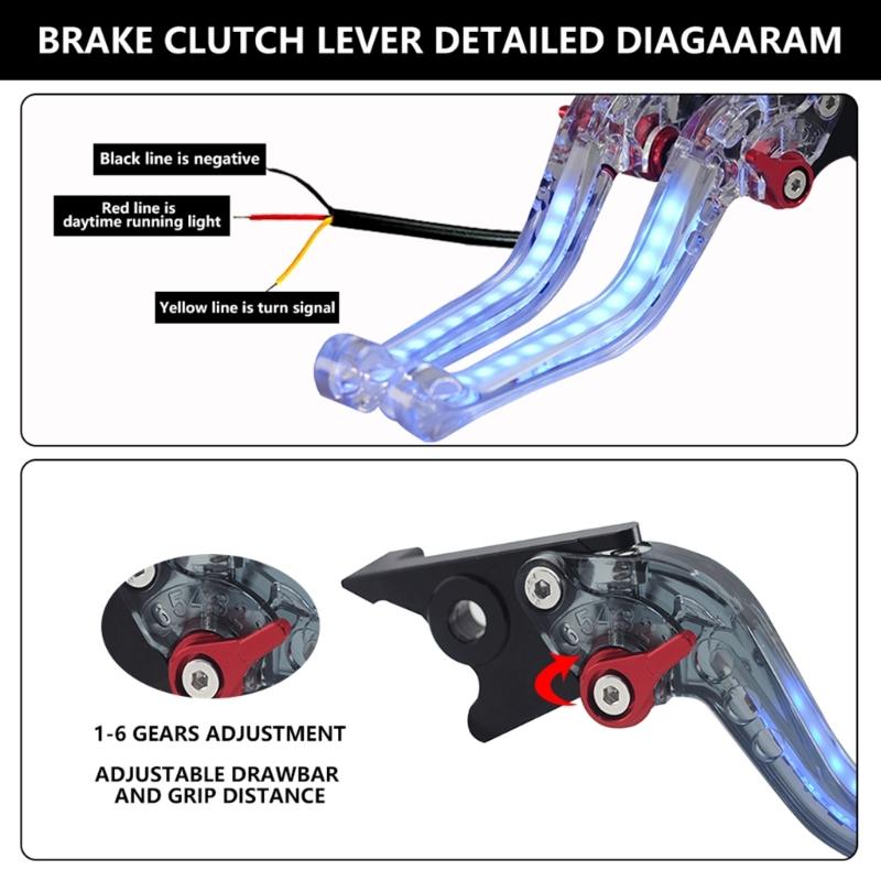Motorcycle Brake Clutch Levers with LED Light Replacement Brake Levers for CG125 Motorbike Accessories Easy Installation