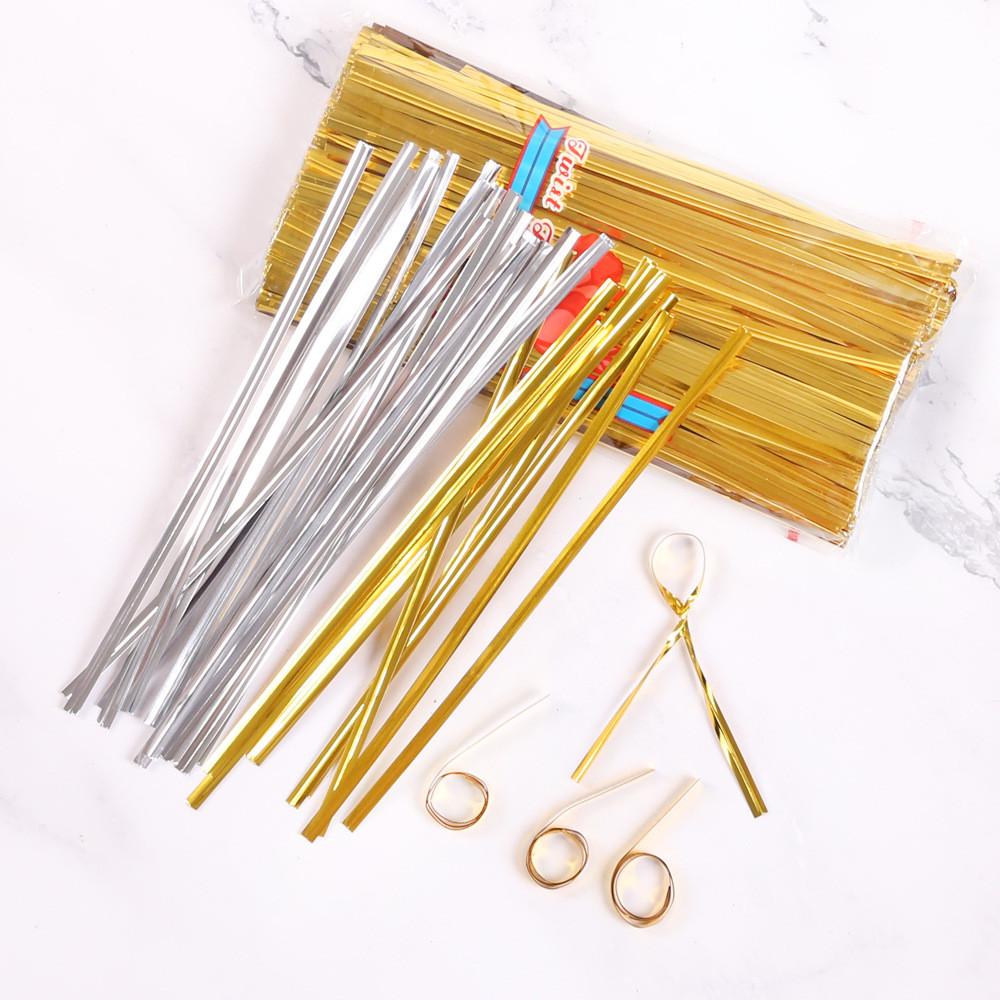 15cm Long Candy Twist Ties Gold And Silver Metallic Wire For Gift Packaging And Baking