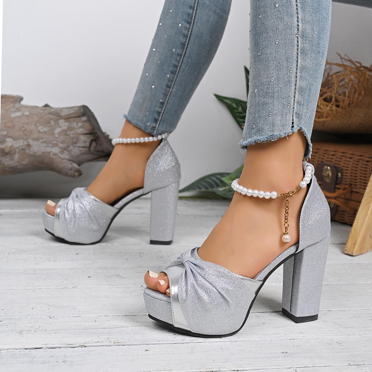 Fashion Shoes Cswo01 Women's *Able Wear Resistant Comfortable Banquet Sandals For Summer Elegant Fish Mouth Thick Heel Sandals Cm