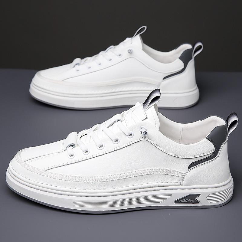 Men's shoes autumn new men's casual leather shoes men's trend fashion board shoes genuine leather retro white shoes