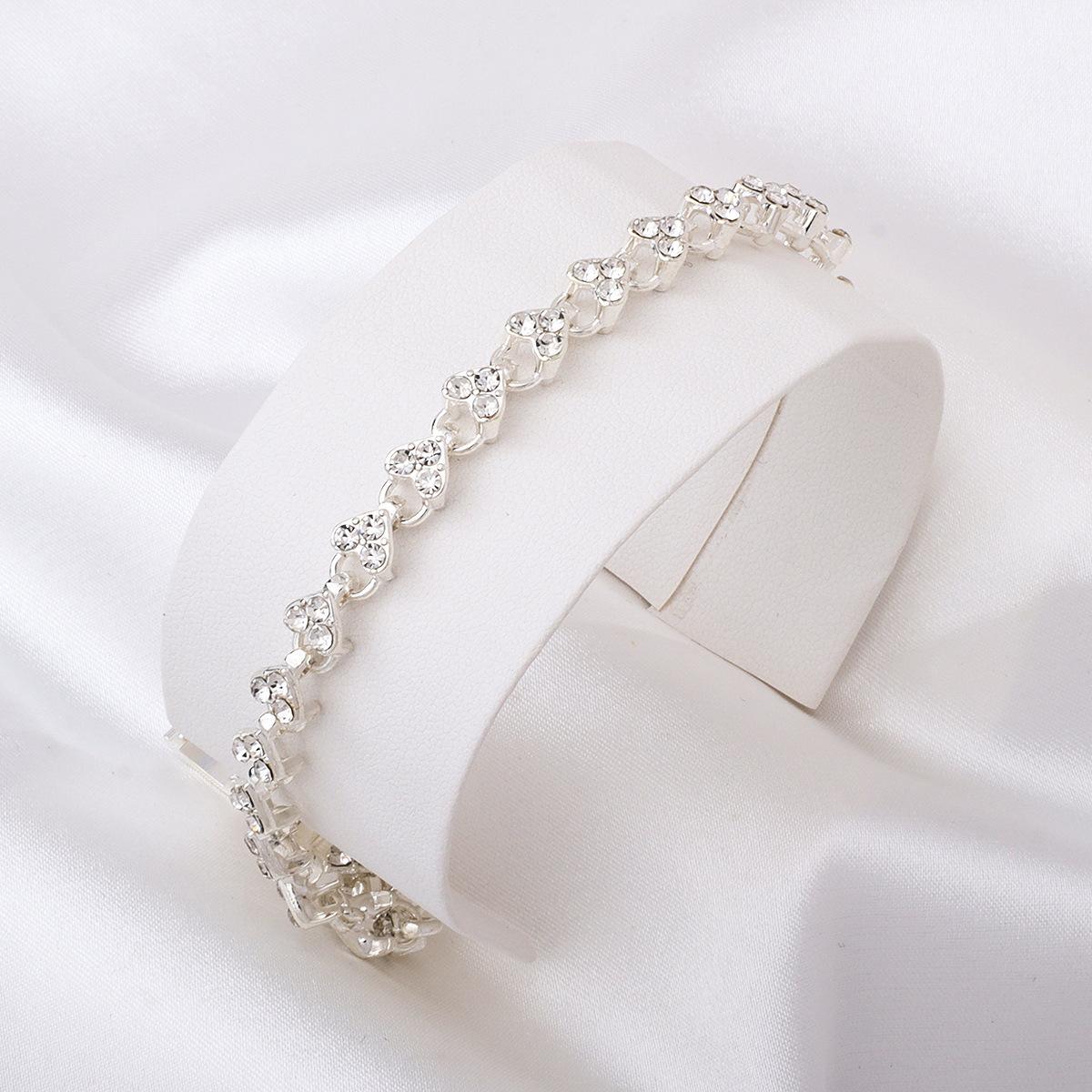 European and American Jewelry Light Luxury Opal Roman Bracelet Peach Heart Bracelet Crystal Bracelet Diamond-set Bridal Jewelry