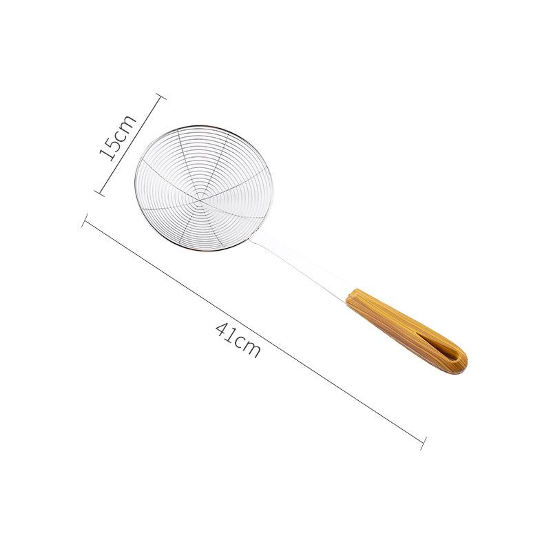 

Кухонне ситечко з дроту з нержавіючої сталі з довгою дерев яною ручкою