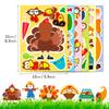 6 Photos/pack of Turkey Thanksgiving Puzzle Face Change Sticker New Product Cartoon Turkey Puzzle DIY
