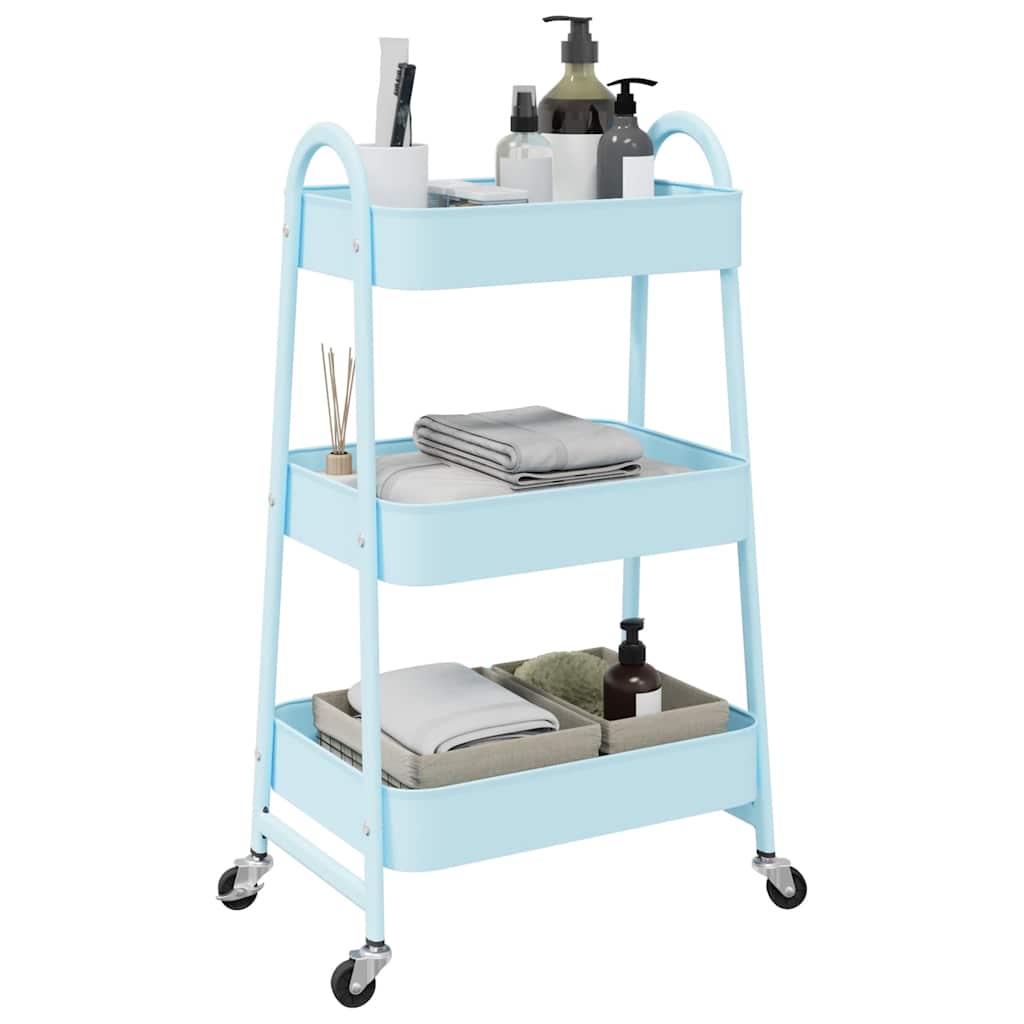 3 Tier Storage Trolley Blue 42 X 41.5 X 77 Cm Steel