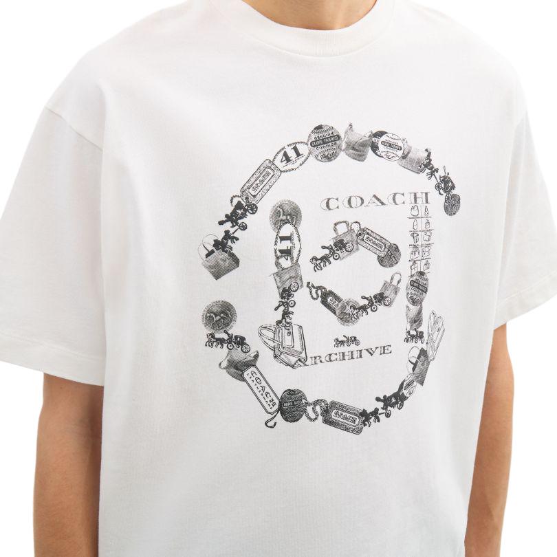 Coach X Clot SS26 Cotton Round Neck Short Sleeve Printed Casual T-Shirt Unisex Tops CDD49-WHT