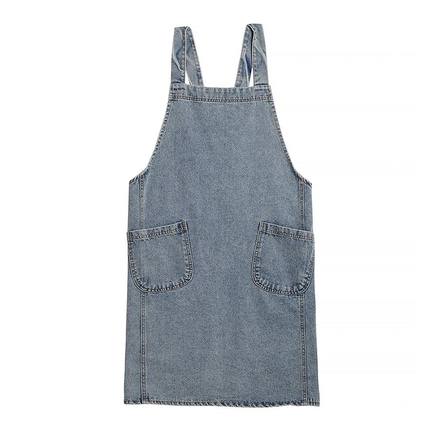 

Korean Lady Dress Denim Apron For Woman Cotton Fabric Garden Kitchen Baking Cooking Aprons Household Cleaning Accessories