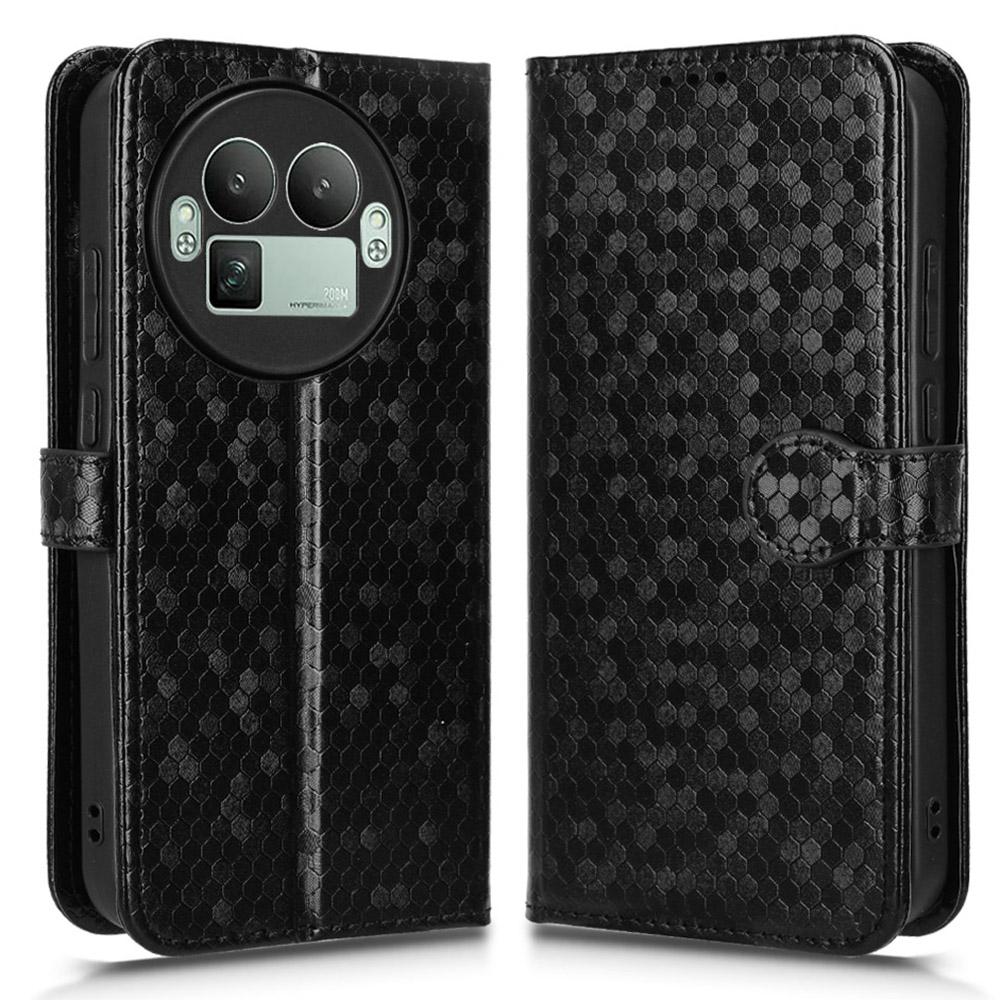 For Realme GT 8 Pro 5G Wallet Case Dot Pattern Imprint PU Leather Phone Cover with Wrist Strap