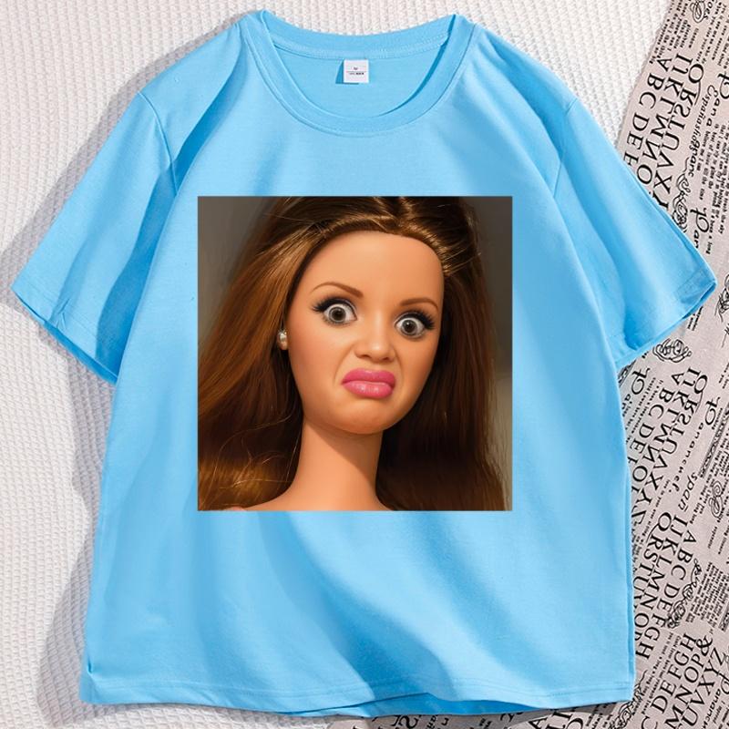 

Funny Doll Face TShirt with Judging Aesthetic Tee Humor Graphic Tees Cotton Short Sleeve Round Neck Comfortable Clothes 4XL