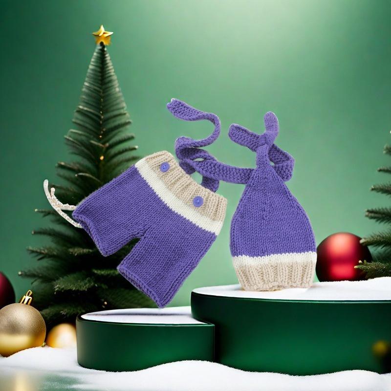 Newborn Christmas Wool Knit Costume - Cute Baby Photography Prop