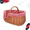 Kotarbau® Wicker Shopping Basket Picnic Mushroom Easter Oval With Red Lining And Lattice Trim 46 Cm