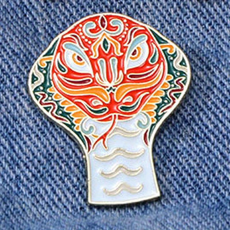 Interesting Enamel Chinese Snake Brooch Cartoon Collar Pin Buckle Badge Accessory