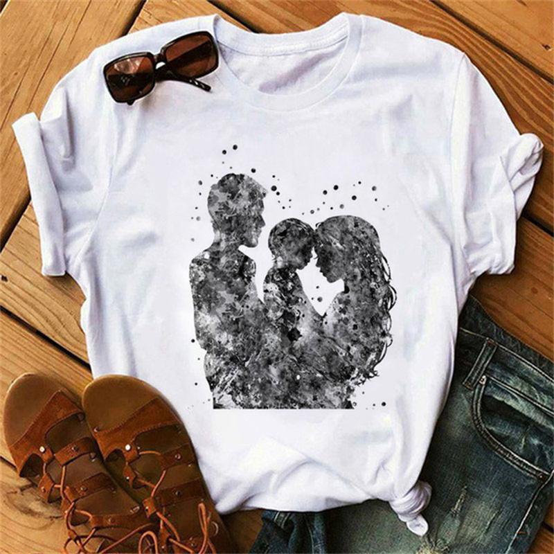 Women Fashion Love Family Short Sleeve T Shirt Mama Mom Mother Tshirts Cartoon Graphic T Top Lady Print Female Tee Shirt