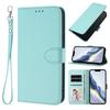 Lanyard Plain Leather Flip Case For Samsung Galaxy S26 Edge S25 Ultra S24 Plus S23 S22 Wristlet Grip Wallet 3 Cards Phone Cover