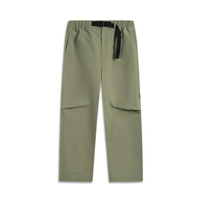 Li Ning CF Outdoor Series Comfortable Simple Versatile Elastic Water-Resistant Straight Casual Pants Men Bottoms Tea-Green AYKV197-2