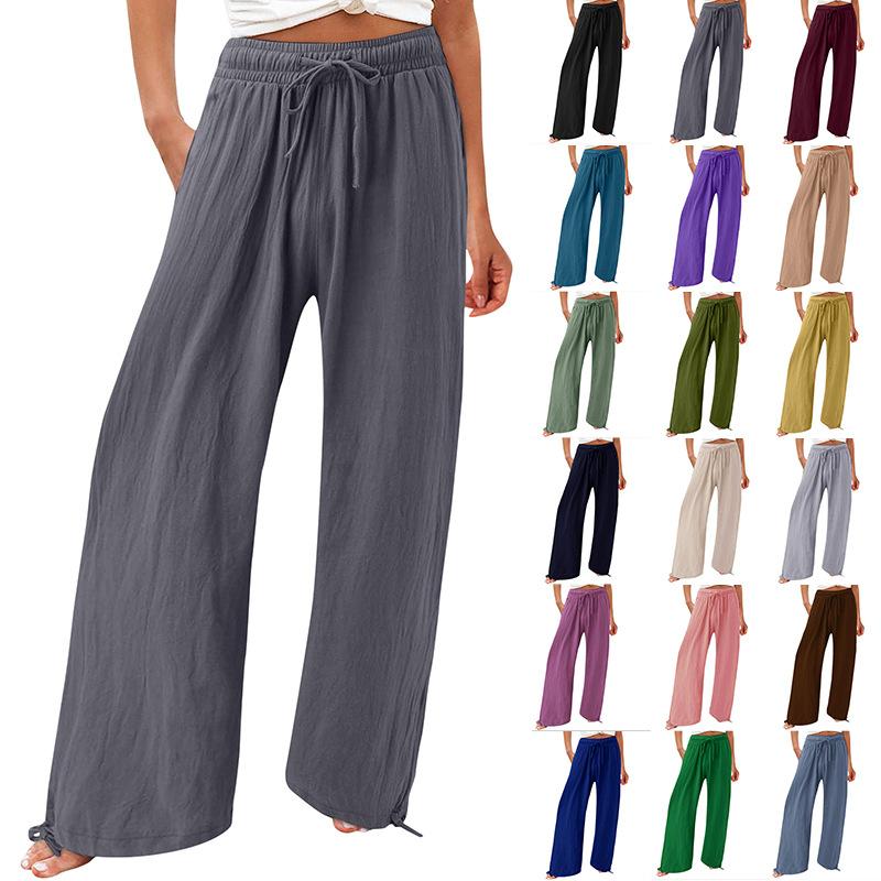 

Spring and Summer Women s Thin Trousers Elastic Waist Straight Fashion Basic Versatile Wide-leg Pants for Female 5XL світло-сірого кольору