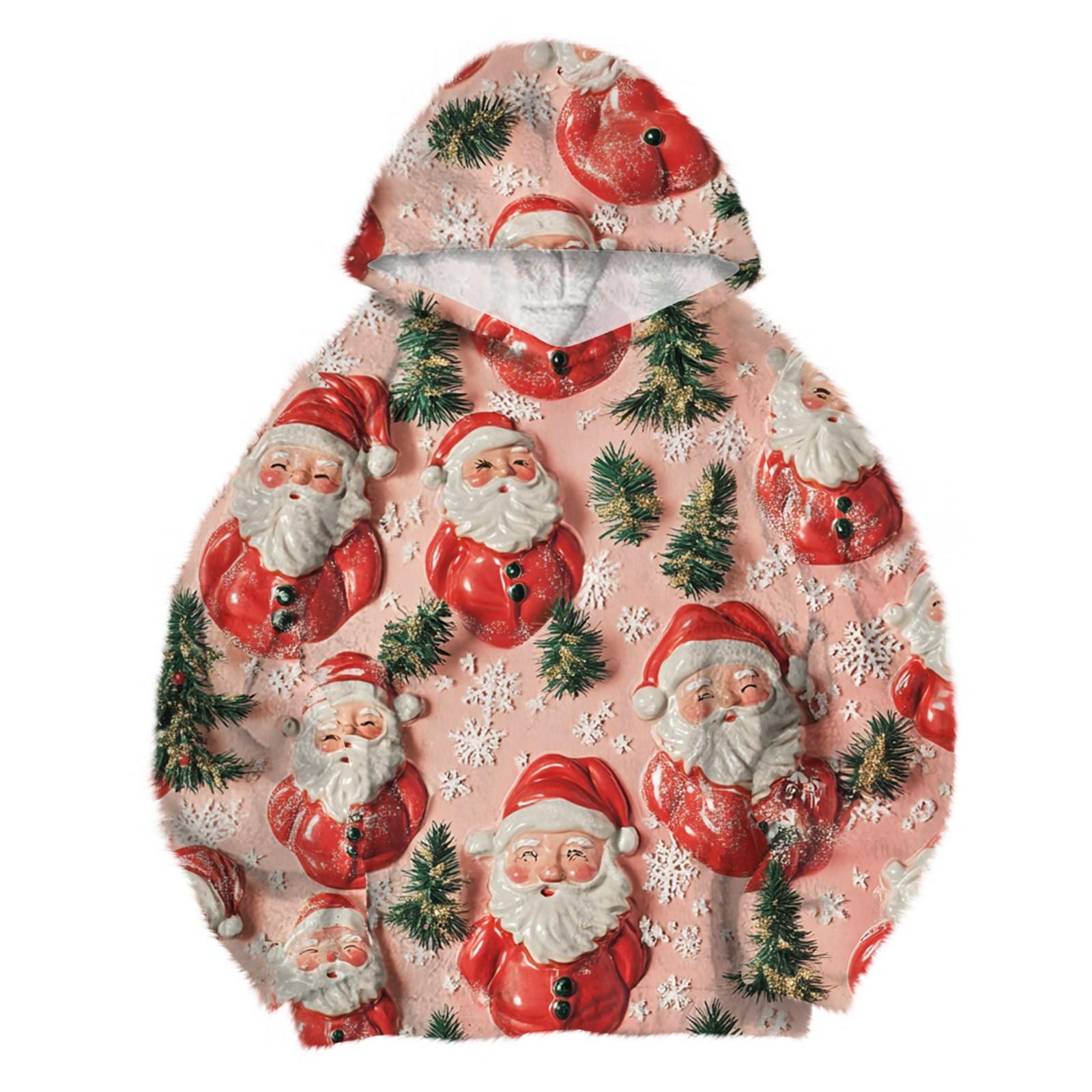 

Женская модная толстовка с капюшоном и заниженной линией плеч с длинным рукавом и рождественским принтом XL