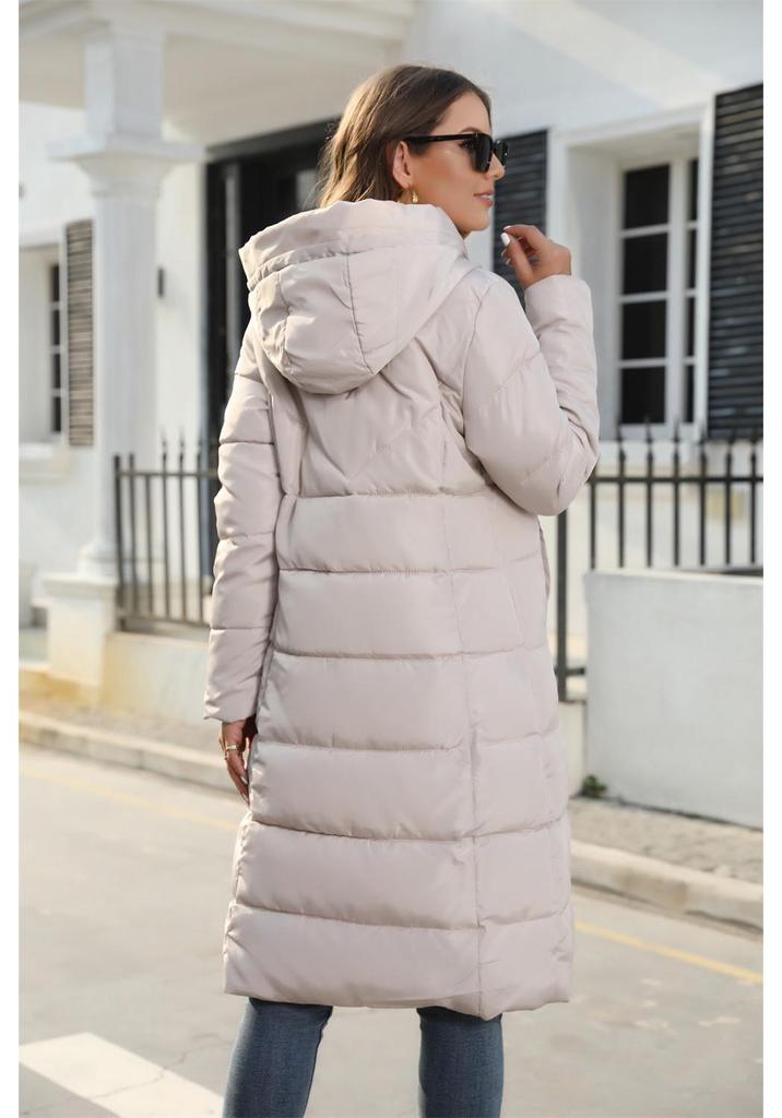 Women's Winter Hooded Slim-fit Mid-length Cotton Jacket