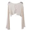 Export Single Japanese Style Fashion Women's Wear Cut Out Short Cardigan Spring and Summer Outdoor Wear Flare Sleeve Sweater