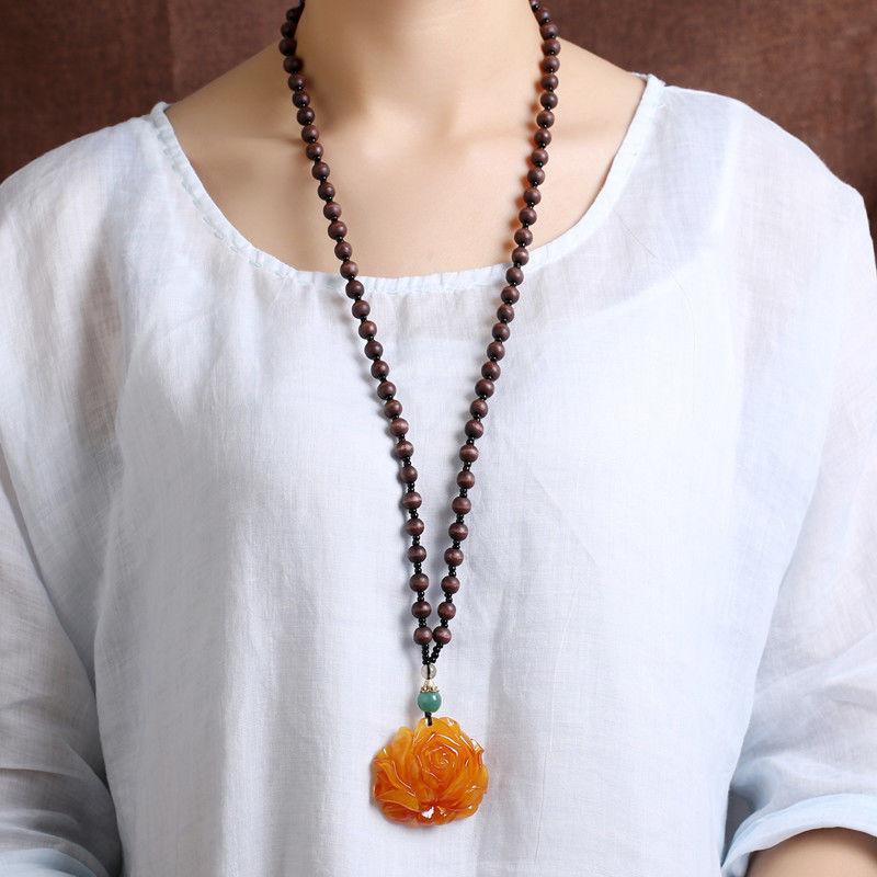 Collana Girocollo Etnico Retro per Donne Ragazze Collana con Pendente a Goccia d'Acqua Lunga Catena di Maglione con Perline Gioielli da Festa