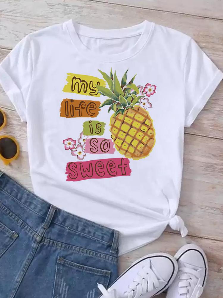 Maycaur New Women's White Tshirt Fashion Summer Letter Printing Short Sleeve T Shirt Harajuku Streetwear Tops Woman T-shirt Tees