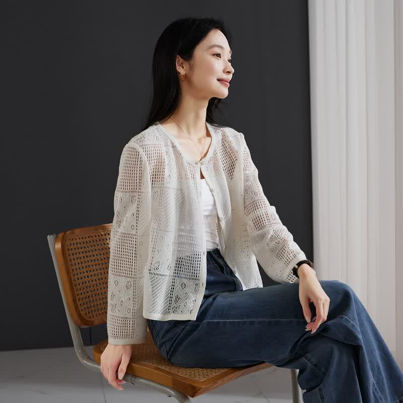 SOFSIL 2026 Summer French Lace Knit Cardigan