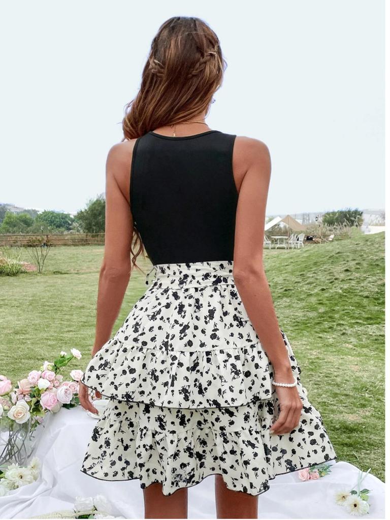 Summer New Women Sleeveless Printed Backless Dress Ready