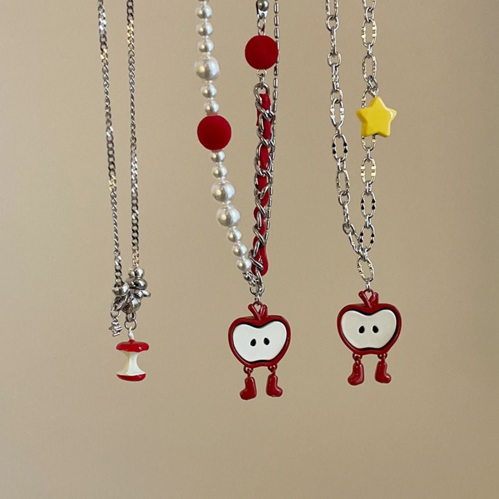 

Personality Necklace Unique Pearl Necklace Texture Star Necklace Girl Style-C