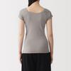 MUJI Light Cotton French Sleeve Top with Sand Size S Women's Sweat-Absorbing Pads, Beige, (FCC11A6S)