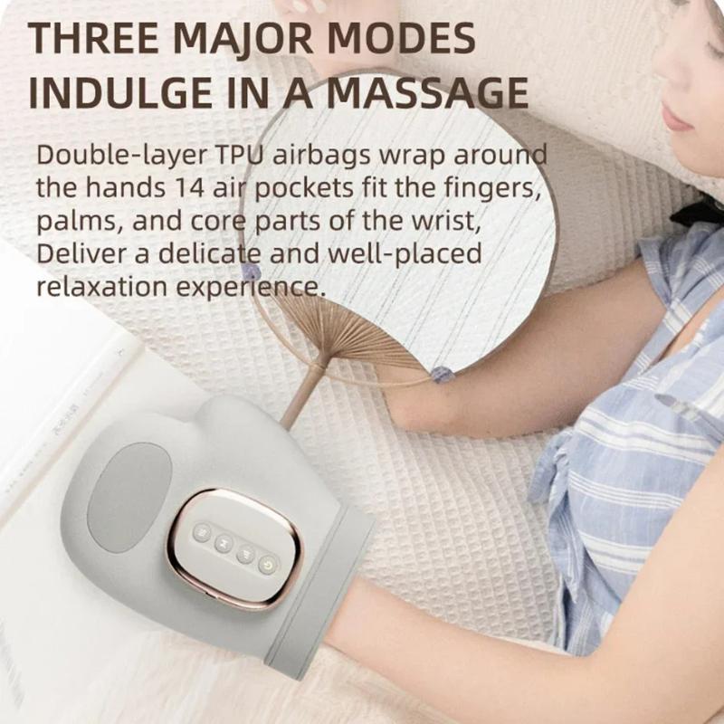 New Electric Hand Massager Gloves with Airbag Compression Vibration Heat Hand Finger Wrist Massager for Carpal Tunnel Relieve Intelligent Heat Therapy