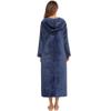 Bata de felpa con cremallera para mujer con capucha térmica larga bata de noche invierno comodidad cremallera reclinable pijama bata de casa ropa casual bata de noche