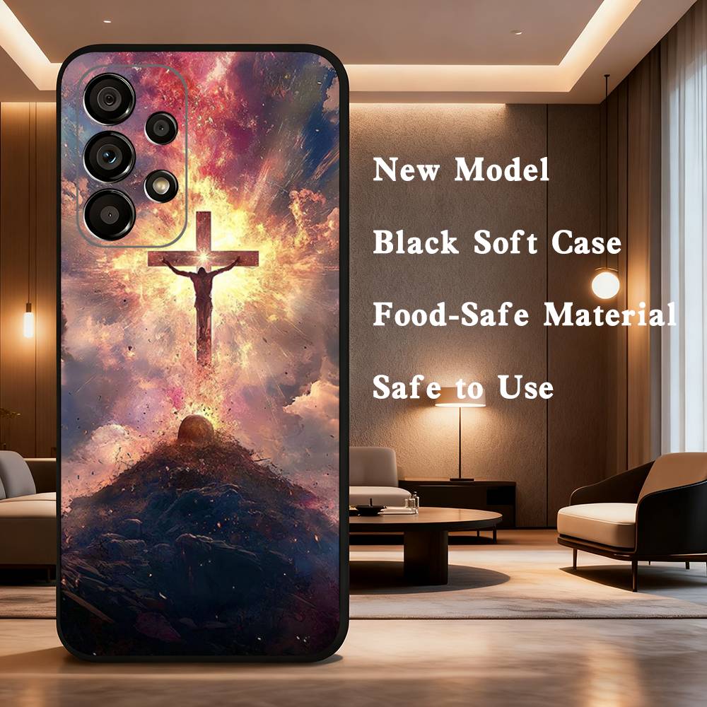 Jesus Christian Faith Case For Samsung Galaxy A73,52,71,22,Note,31,8,9,53,32,72,41,J7,Soft Black Silicone Cover