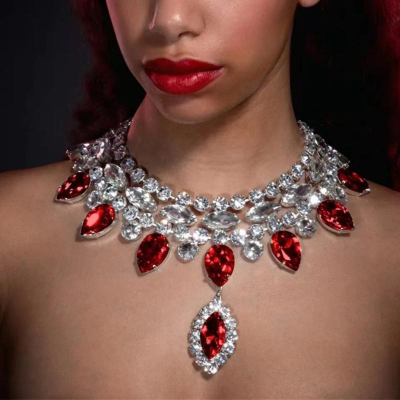Extravagante, mehrfarbige Tropfenkette mit Wassereffekt, vielseitige Diamantkette für das Schlüsselbein, Damenkette