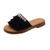 Fashion Pearl Retro Fashion Tassel Flip Slippers Women Summer Outside Wear Casual Flat Comfortable Slip-on Slippers