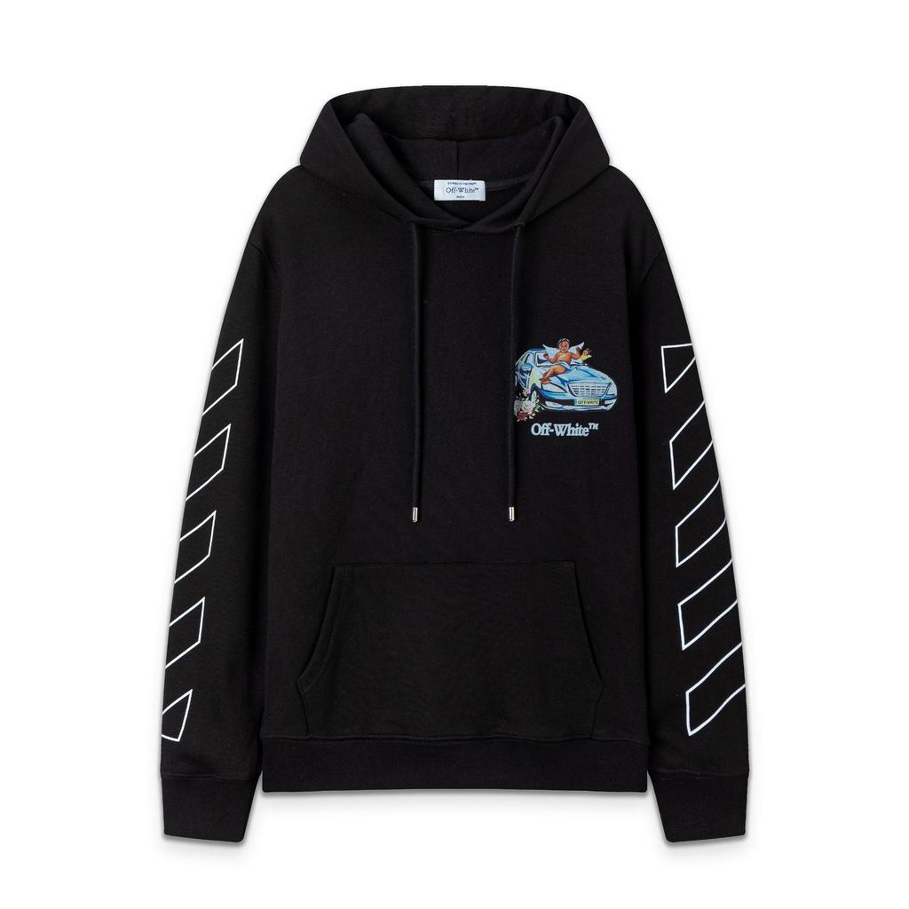 9085 Off-White 2026 Autumn New OW Angel Car Pattern Printed Men's and Women's Hoodie