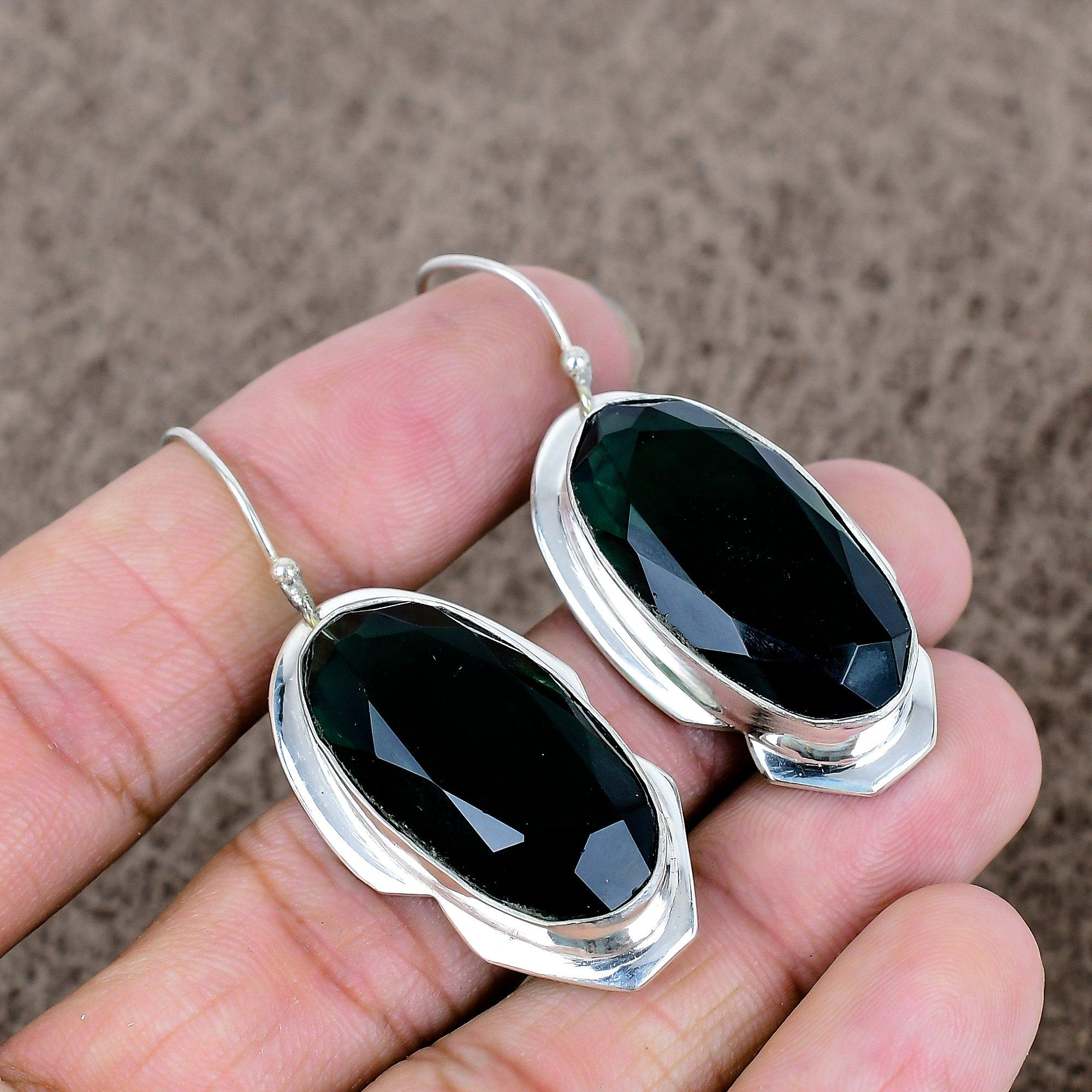 

Chrome Diopside Gemstone Handmade 925 Sterling Silver Jewelry Earring 2.05 KKG-599