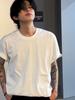 Three Needles 270G Heavy 32-Double Yarn Solid Color Unisex Short Sleeve T-Shirt with Stylish Small Collar