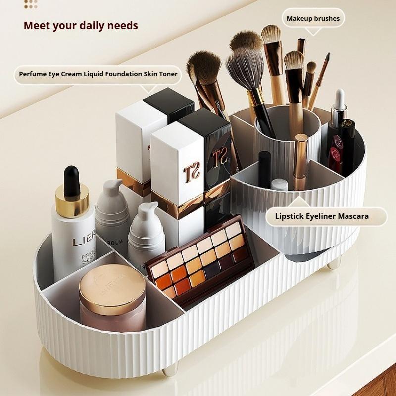 360°Rotating Makeup Organizer for Vanity Makeup Brush Holder Cosmetic Organizer Lipstick Eyebrow Pencil Holder Jewelry Container