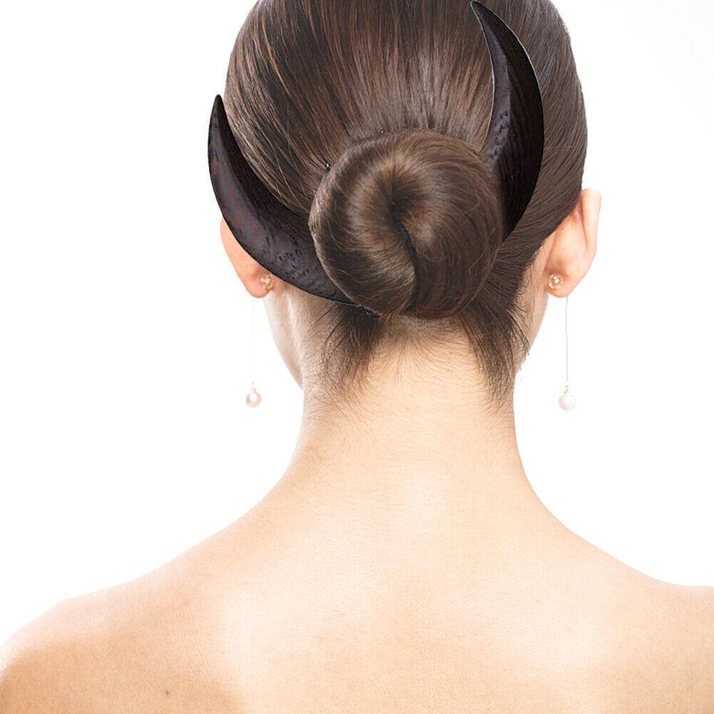 Moon Hairpin: Crescent-Shaped Wooden Hair Fork and Styling Clip, New Chinese Style.