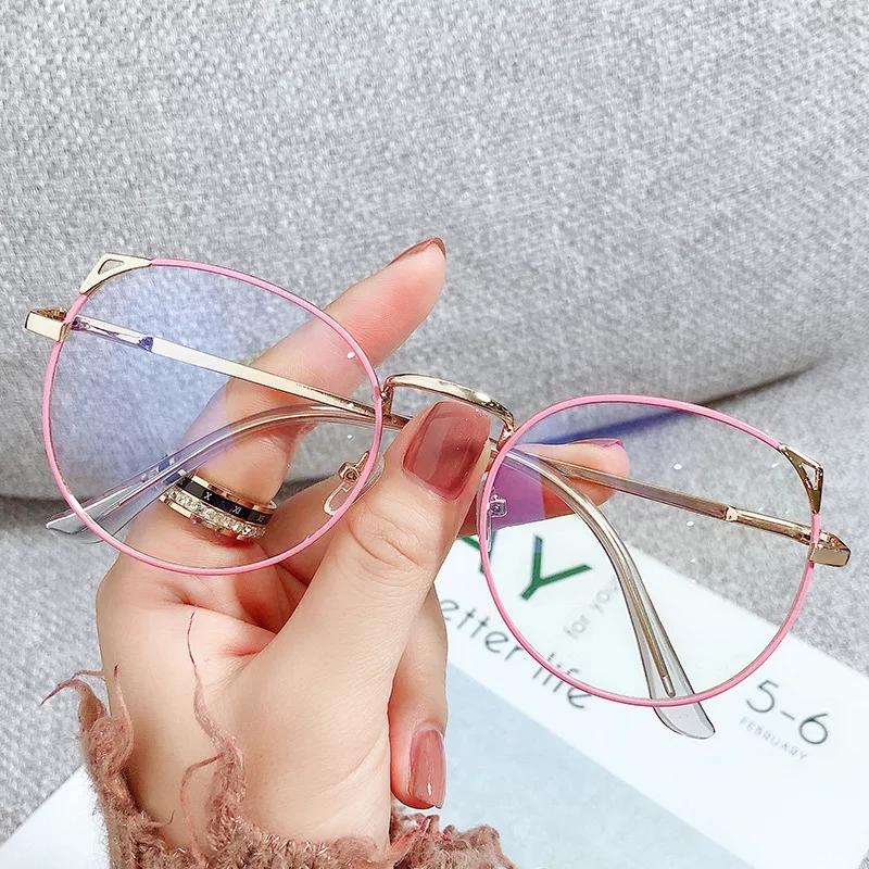 Female Cat Eye Finished Myopia Glasses Women Anti Blue Light Eyewear Student Computer Alloy Myopic Eye Eyeglasses Frames