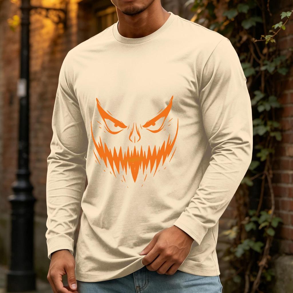 Men's Casual Long Sleeve Neck T-Shirt for Halloween