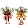 Christmas Lighted Bell Ornaments Hanging Large Jingle Bells Decorations for Tree with Holly Berry for Indoor Outdoor Christma