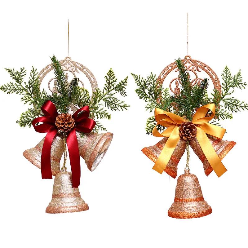 Christmas Lighted Bell Ornaments Hanging Large Jingle Bells Decorations for Tree with Holly Berry for Indoor Outdoor Christma