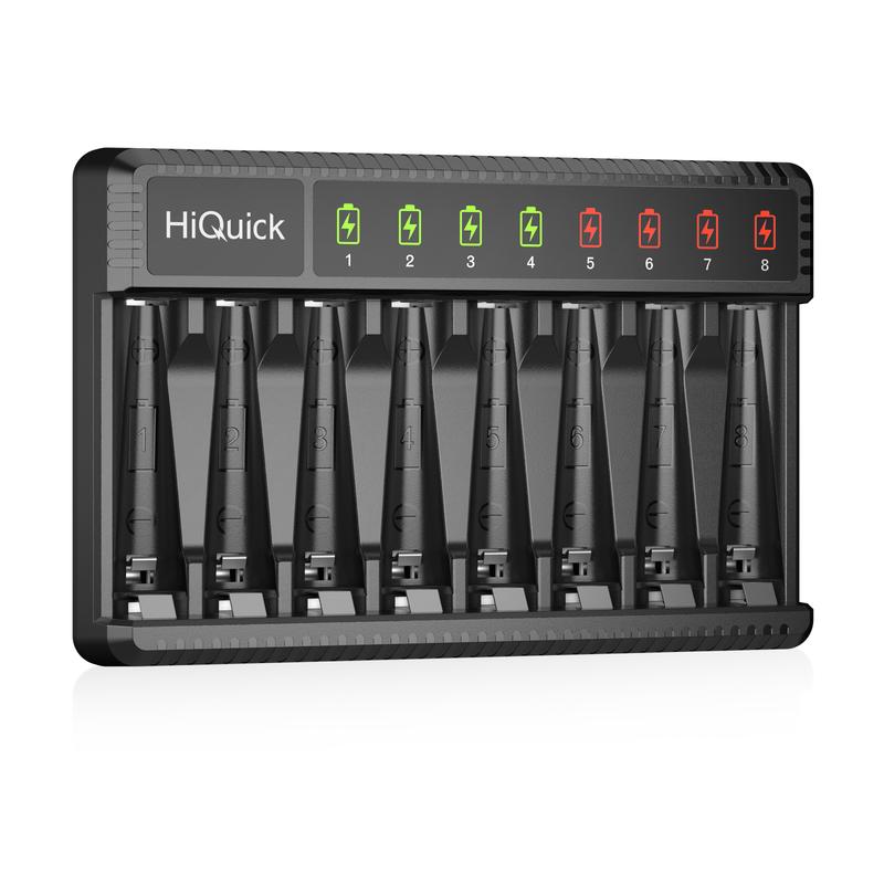 HiQuick 8 Bay Charger for AA/AAA Rechargeable Battery 1.2V NIMH & NICD For AA AAA Slots чёрный