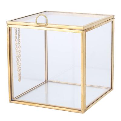 Geometrisk växtkruka i glas med guldkant, behållare för suckulenter, heminredning