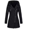 Autumn and Winter New Oblique Zipper Hooded Woolen Trench Coat Medium and Long Thickened Warm Jacket Cotton Clothes Women's Coat