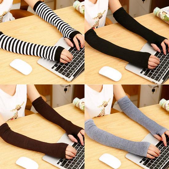 Fashion Women Lady Knitted Long Fingerless Gloves Wrist Arm Hand Warmer Winter