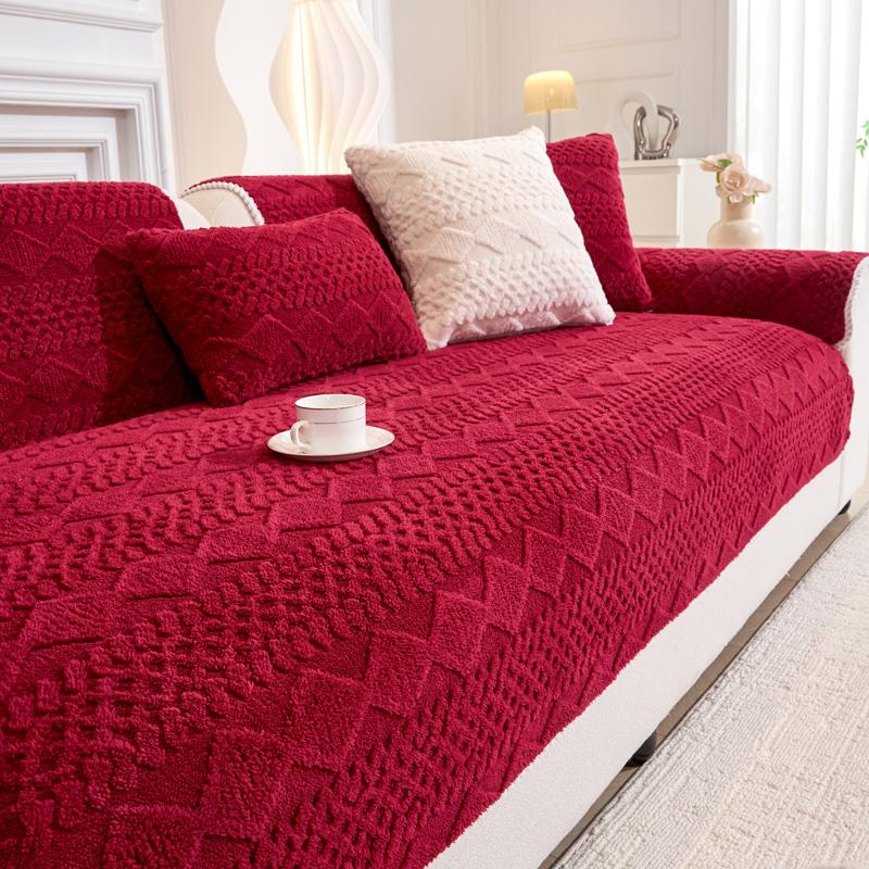 Potahy na pohovku Jednobarevné plyšové žakárové Housse Canape Houpající se chránič na pohovku Home Decor Fleecová potah na pohovku pro zimní teplo