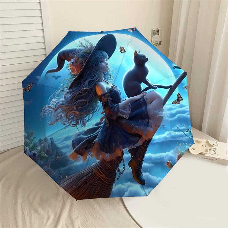 

1PC witchcraft magic Automatic Open/Close Umbrella with Windproof, 8-Rib Sturdy Canopy, Durable Ribs, Fashionable Design,1281a